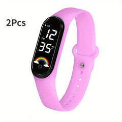 2Pcs Rainbow Led Bracelet Touch Screen Glow Watch Christmas Gift