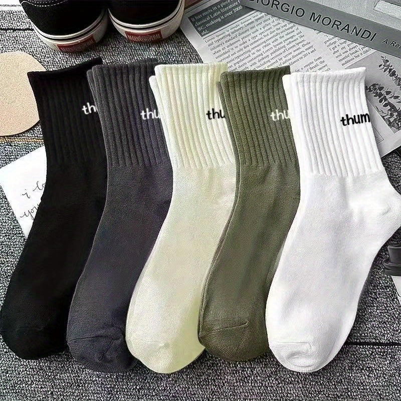 5 Pairs Men's Sports Crew Socks