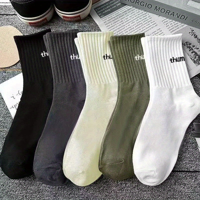 5 Pairs Men's Sports Crew Socks