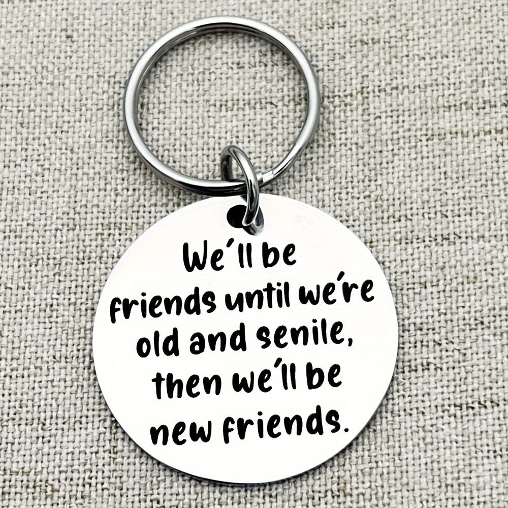 Round Metal Keychain Keyring Pendant for Women Men