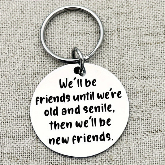 Round Metal Keychain Keyring Pendant for Women Men