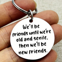 Round Metal Keychain Keyring Pendant for Women Men