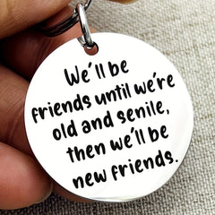 Round Metal Keychain Keyring Pendant for Women Men
