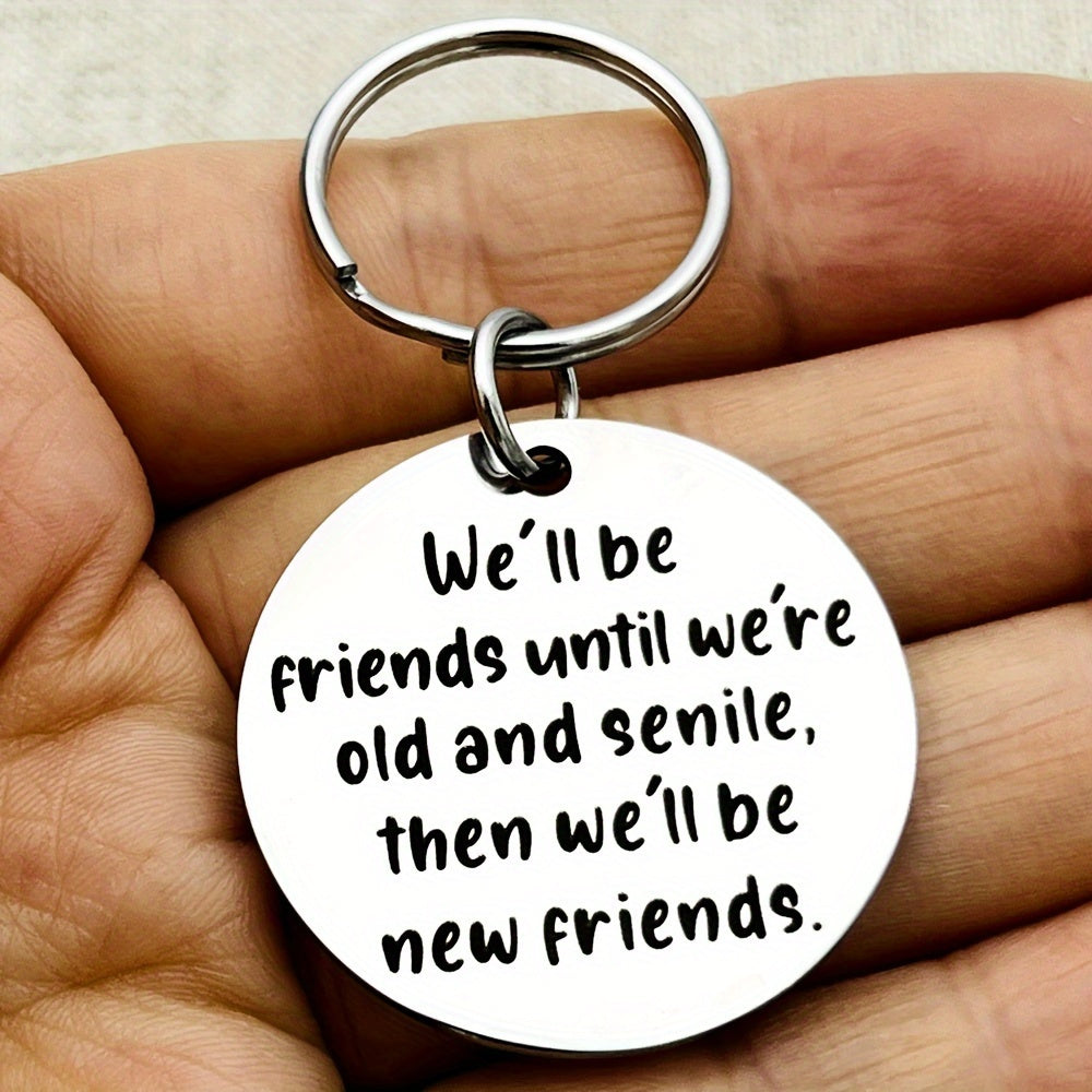 Round Metal Keychain Keyring Pendant for Women Men