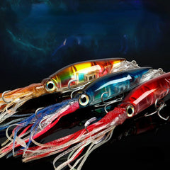Bionic Squid Sea Fishing Lure Hard Bait w/ Skirt & Treble Hook Winter Tackle