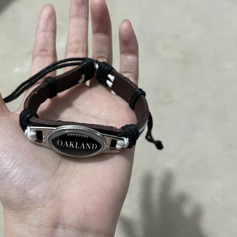 Football Team PU Leather Woven Bracelet