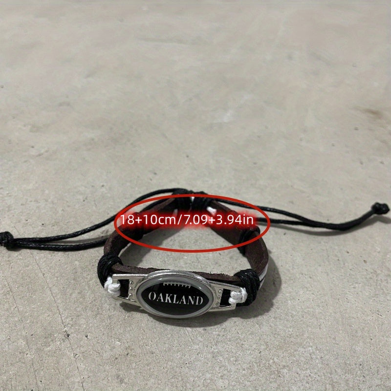 Football Team PU Leather Woven Bracelet