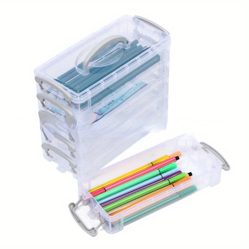 6 Layers Portable Pencil Watercolor Pen Storage Box Detachable Stationery Box
