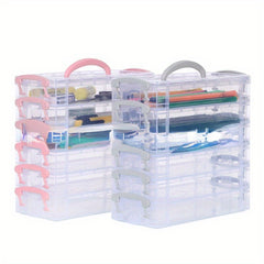 6 Layers Portable Pencil Watercolor Pen Storage Box Detachable Stationery Box