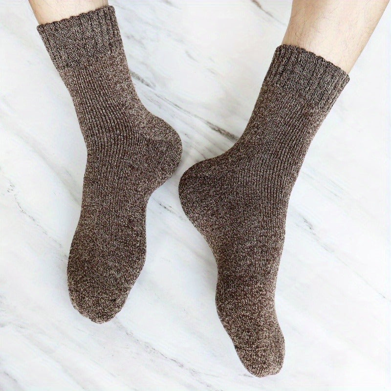 Men's Solid Crew Socks Warm Thermal Breathable Comfy Casual Unisex Socks