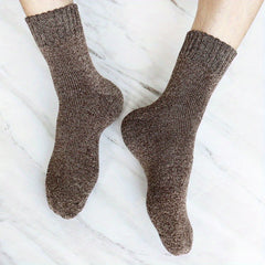 Men's Solid Crew Socks Warm Thermal Breathable Comfy Casual Unisex Socks