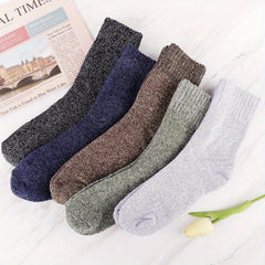 Men's Solid Crew Socks Warm Thermal Breathable Comfy Casual Unisex Socks