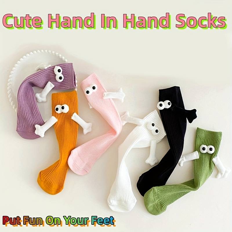 Girl's Unisex Magnetic Crew Socks Comfy Casual Winter & Autumn Random