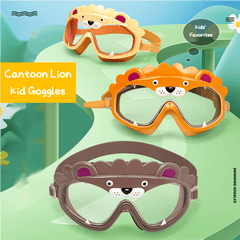 Cute Lion Anti Fog Swim Goggles for Kids 14+
