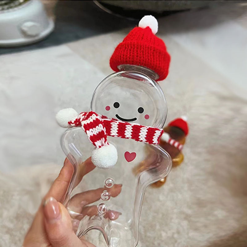 350ml Gingerbread Man Shaped Water Bottle Christmas Lightweight Drinking Cup