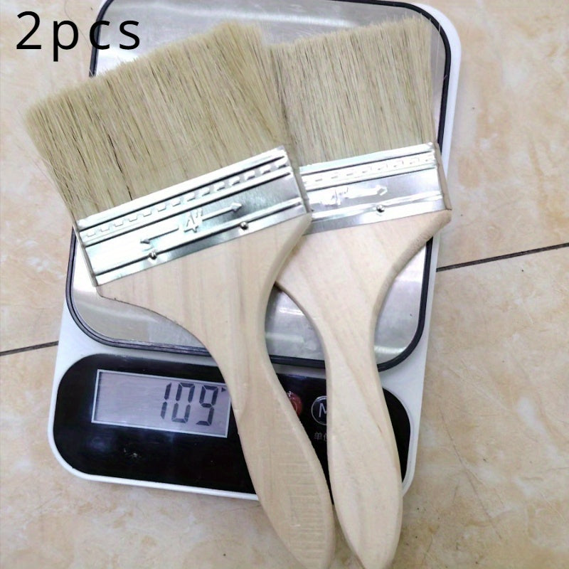 2pcs Wooden Handle BBQ Brush Paint Tool Set