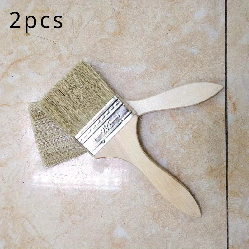 2pcs Wooden Handle BBQ Brush Paint Tool Set