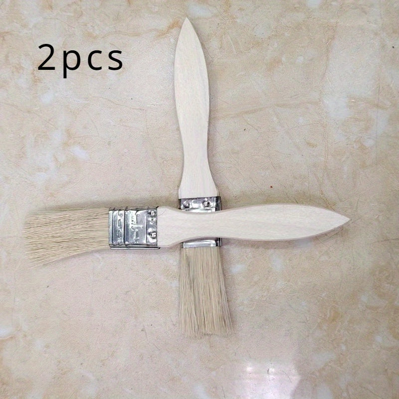 2pcs Wooden Handle BBQ Brush Paint Tool Set