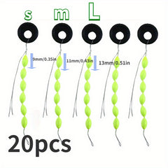 20pcs Fishing Float Set Foam Space Bean String Type Line Stopper Buoys Tackle