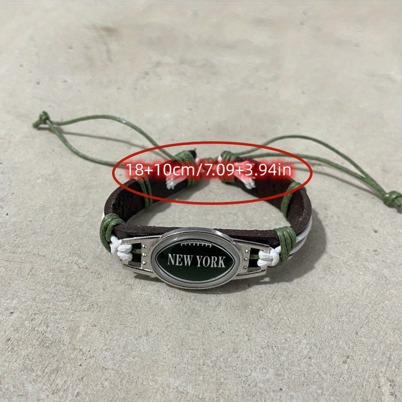 Football Team PU Leather Woven Bracelet