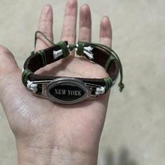 Football Team PU Leather Woven Bracelet