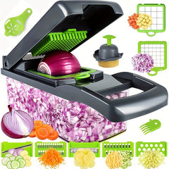 Kitchen Vegetable Chopper 14 In 1 Food Cutter With 8 Blades And Container