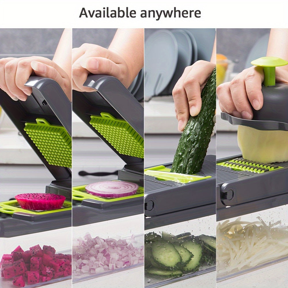 Kitchen Vegetable Chopper 14 In 1 Food Cutter With 8 Blades And Container