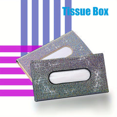 PU Leather Car Tissue Box Pink Diamond Decor Car Interior Accessories