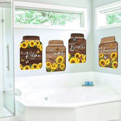 Set of 4 Sunflower Wall Stickers Home Office Bathroom Decoration