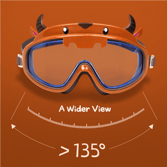 Cartoon Ox Swim Goggles Anti Fog Leakproof Large Frame for Kids 14+