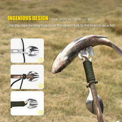 Outdoor Picnic Camping Tool Stainless Steel Tableware Fork Spoon Wrench