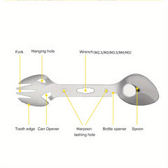 Outdoor Picnic Camping Tool Stainless Steel Tableware Fork Spoon Wrench