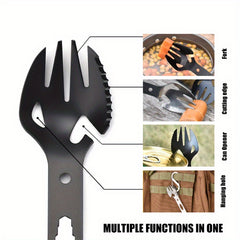 Outdoor Picnic Camping Tool Stainless Steel Tableware Fork Spoon Wrench
