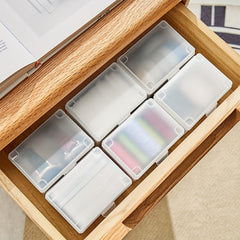 2pcs Transparent Desktop Storage Box with Cover for Small Object Classification