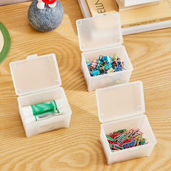 2pcs Transparent Desktop Storage Box with Cover for Small Object Classification
