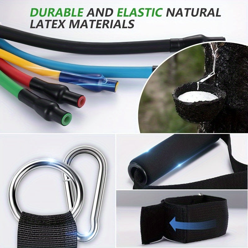 11pcs Resistance Bands Set Pilates with Door Anchor Handles Carry