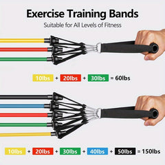 11pcs Resistance Bands Set Pilates with Door Anchor Handles Carry