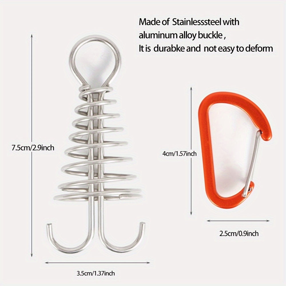 2pcs Windproof Deck Nail w/ Carabiner Camping Tent Nail