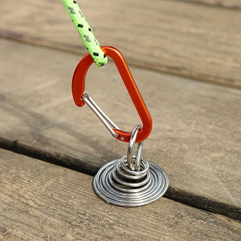 2pcs Windproof Deck Nail w/ Carabiner Camping Tent Nail