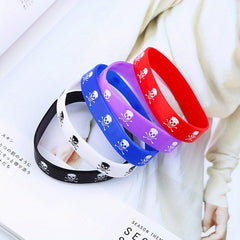 9pcs Skull Silicone Sports Bracelets Rubber Elastic Jewelry