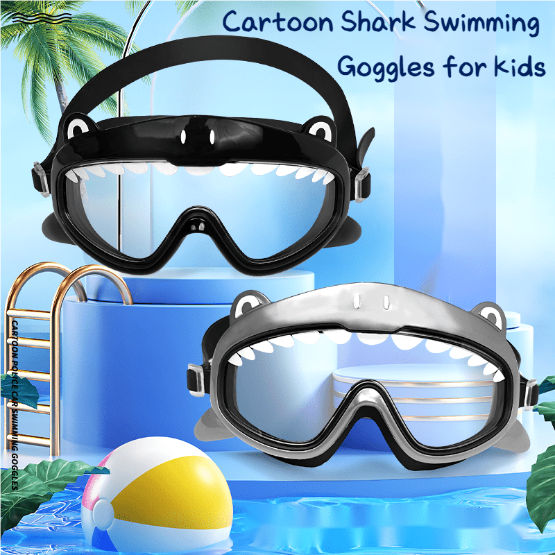 Cute Cartoon Shark Swimming Goggles for Kids 4+ Years