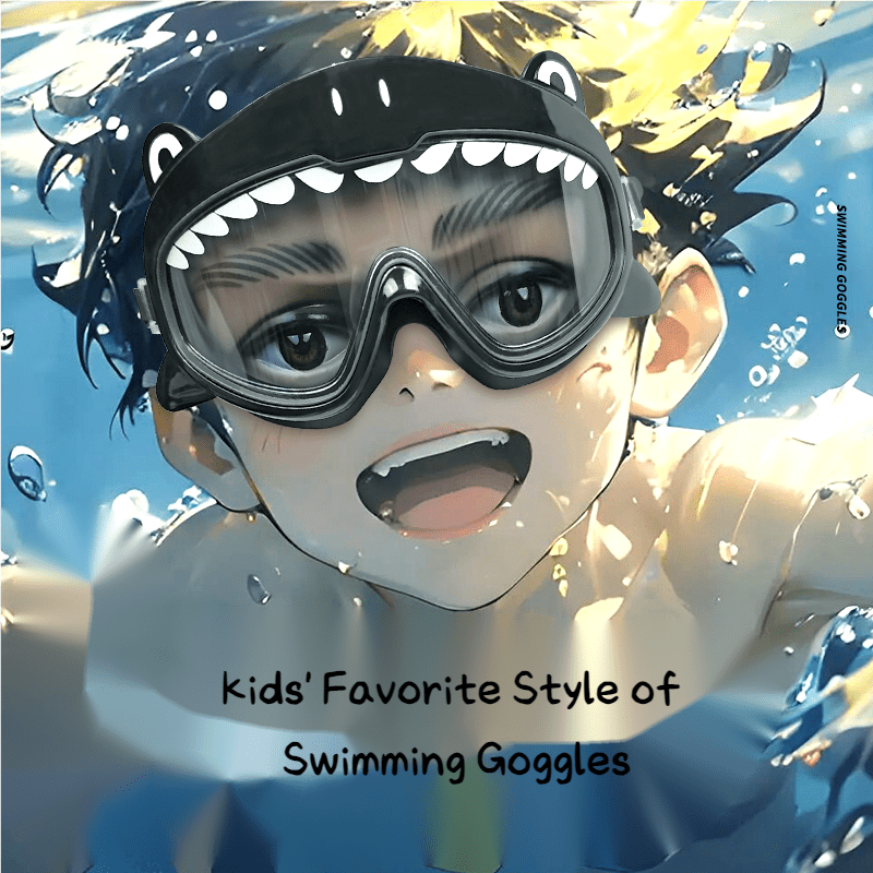 Cute Cartoon Shark Swimming Goggles for Kids 4+ Years