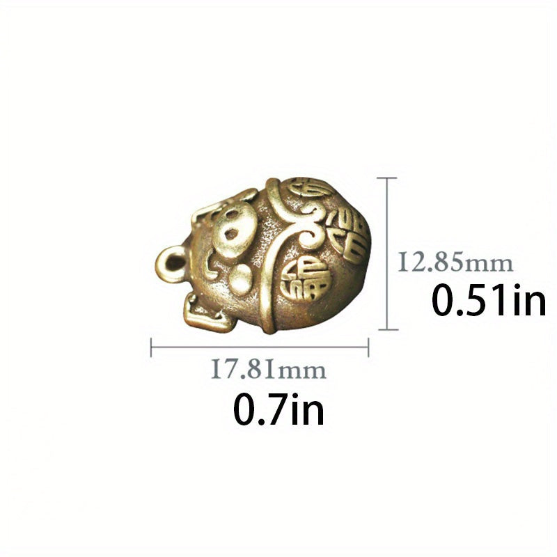 Retro Brass Pig Car Keychain Pendant Solid DIY Keychain Accessory