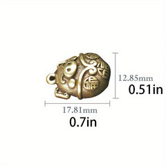 Retro Brass Pig Car Keychain Pendant Solid DIY Keychain Accessory