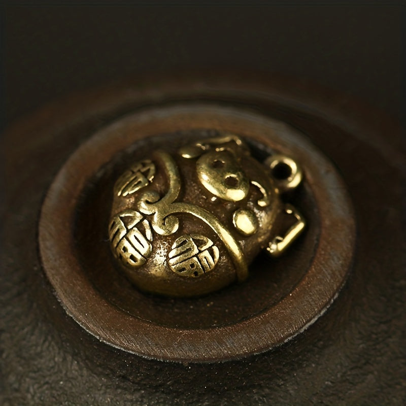 Retro Brass Pig Car Keychain Pendant Solid DIY Keychain Accessory