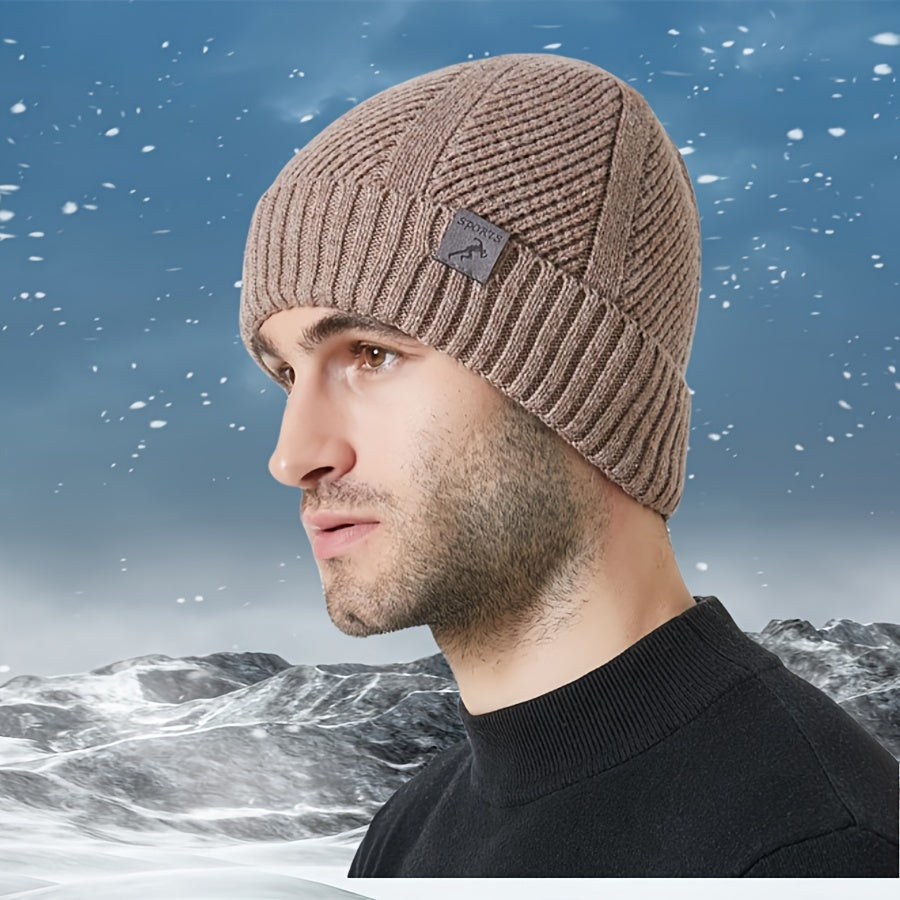 Men's Winter Knitted Beanie Hat Cashmere Warm Hat