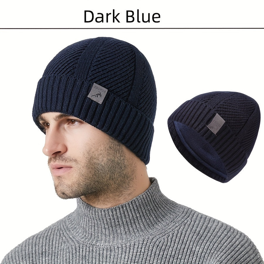 Men's Winter Knitted Beanie Hat Cashmere Warm Hat