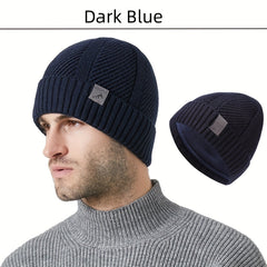 Men's Winter Knitted Beanie Hat Cashmere Warm Hat