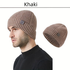 Men's Winter Knitted Beanie Hat Cashmere Warm Hat