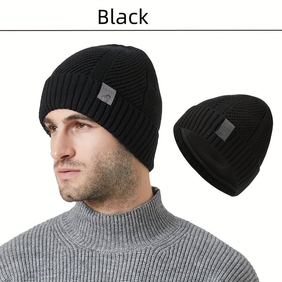 Men's Winter Knitted Beanie Hat Cashmere Warm Hat